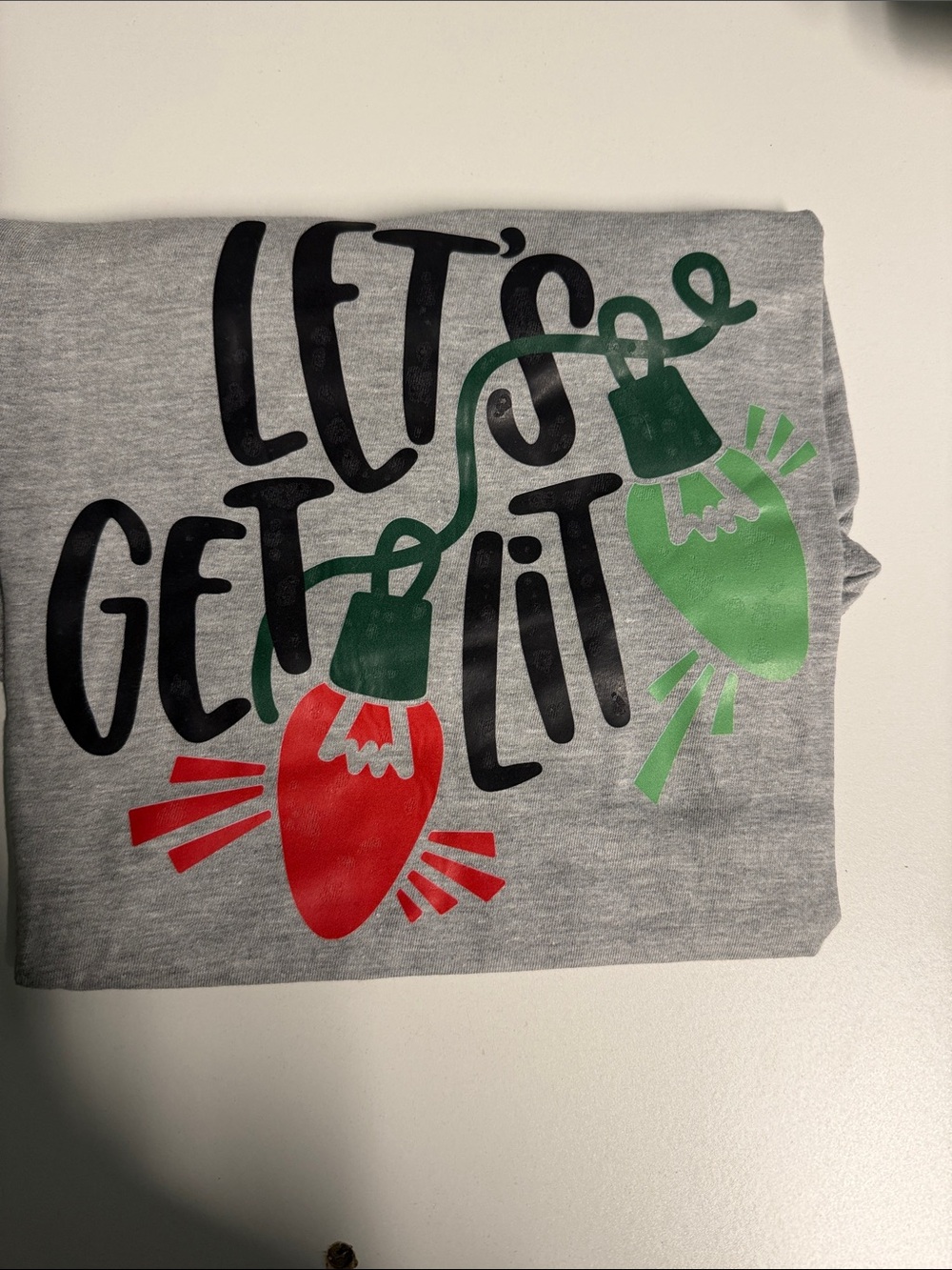 Let’s Get Lit Graphic Tee - Grey with Red & Green Lights